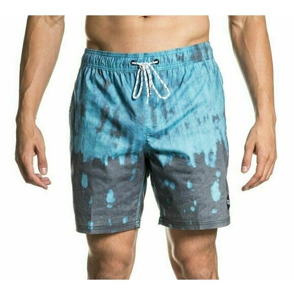 Dibs Men's Tye-Die Swim Shorts Board Short Blue Grey Size L Large - Picture 2 of 7